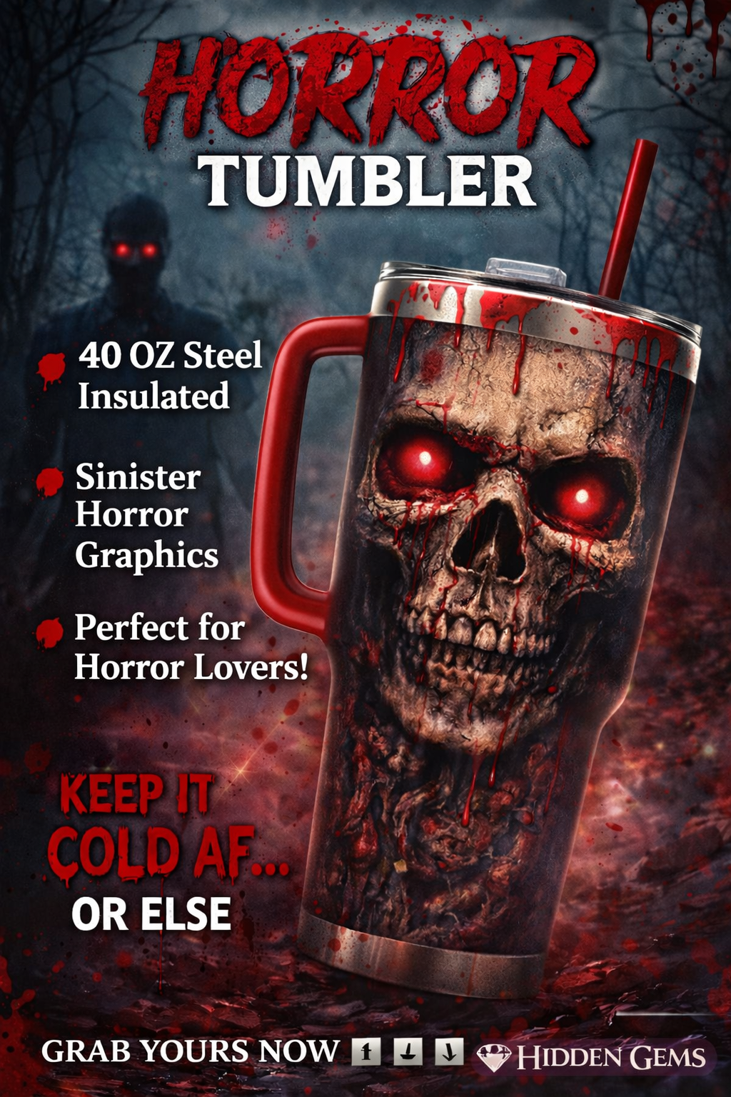 HORROR 40 oz Tumblers with a handle