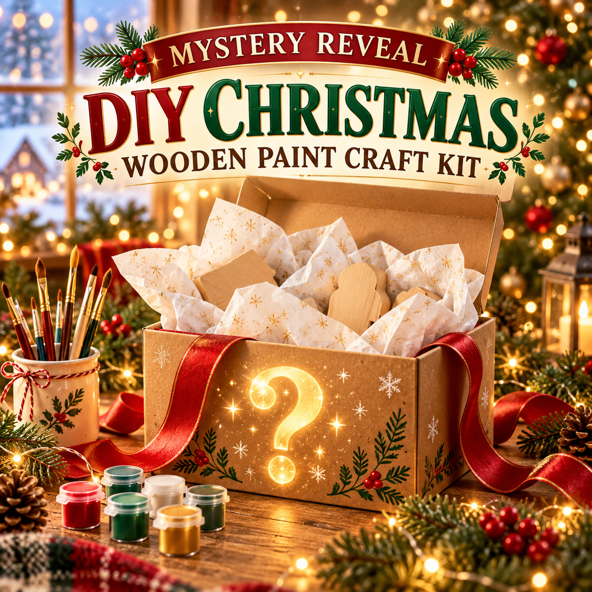 DIY Mystery Reveal Christmas Wooden Paint Craft Kit