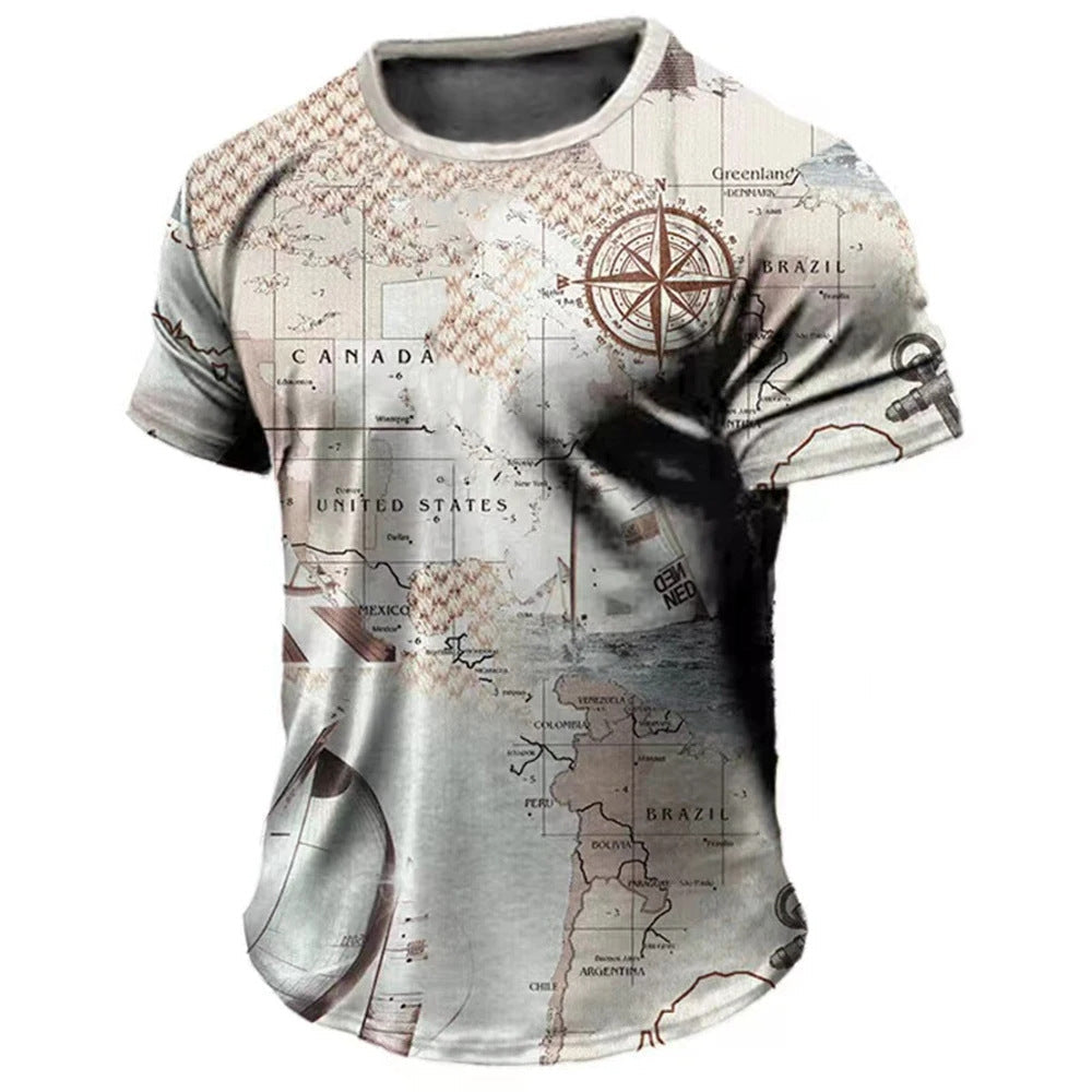 Men's Loose Short Sleeves T-shirt Round Neck