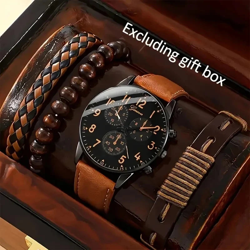 Men's Hip Hop Luxury Fashion Watch – Wristwatch & Bracelet Set