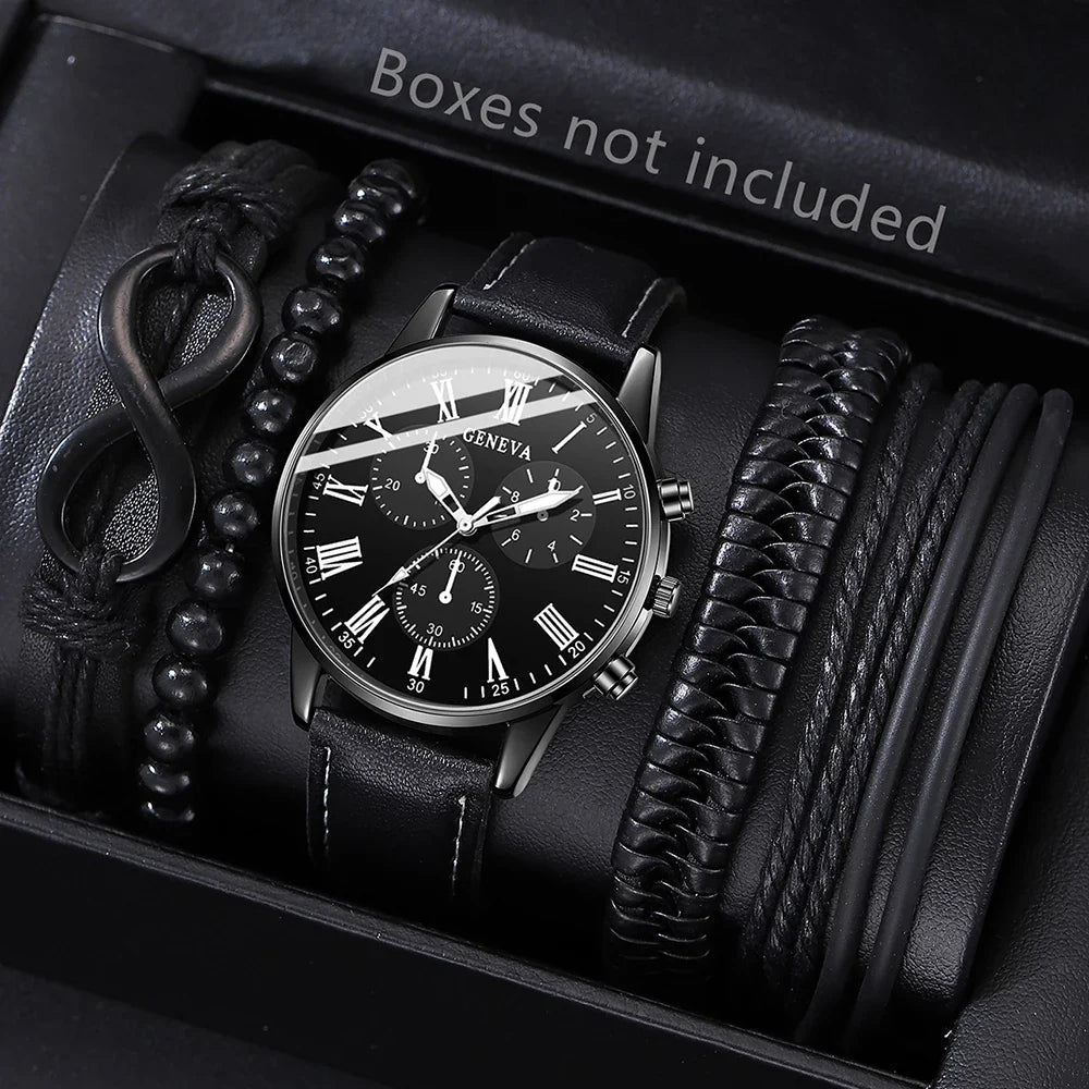 Men's Hip Hop Luxury Fashion Watch – Wristwatch & Bracelet Set