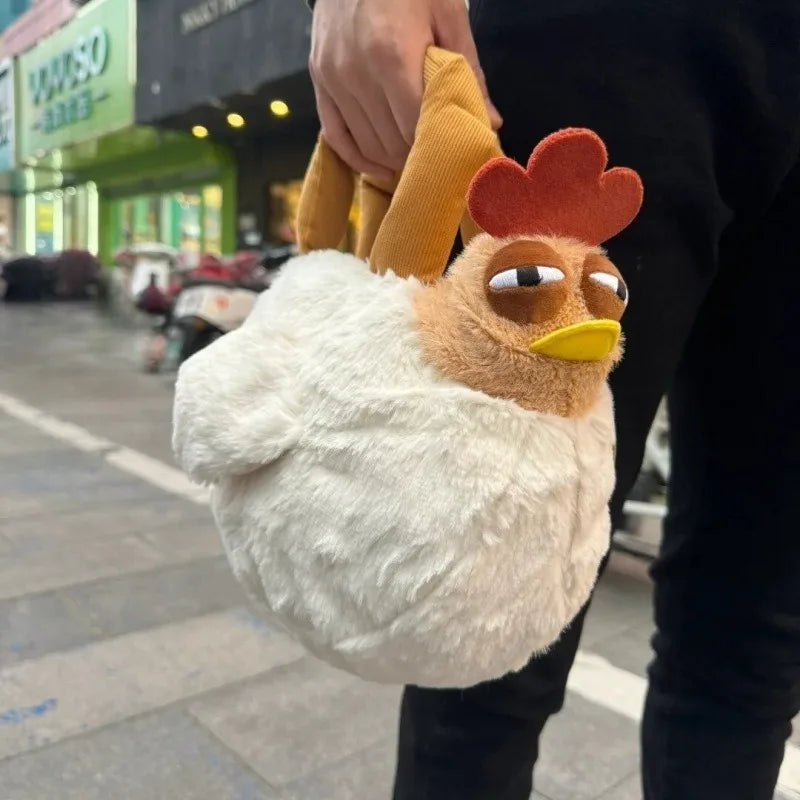 Chicken Plush Bag — Hen-Shaped Fuzzy Handbag & Keychain Plush Purse