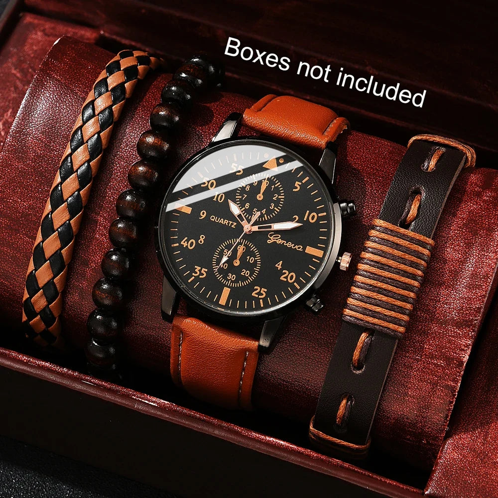 Men's Hip Hop Luxury Fashion Watch – Wristwatch & Bracelet Set