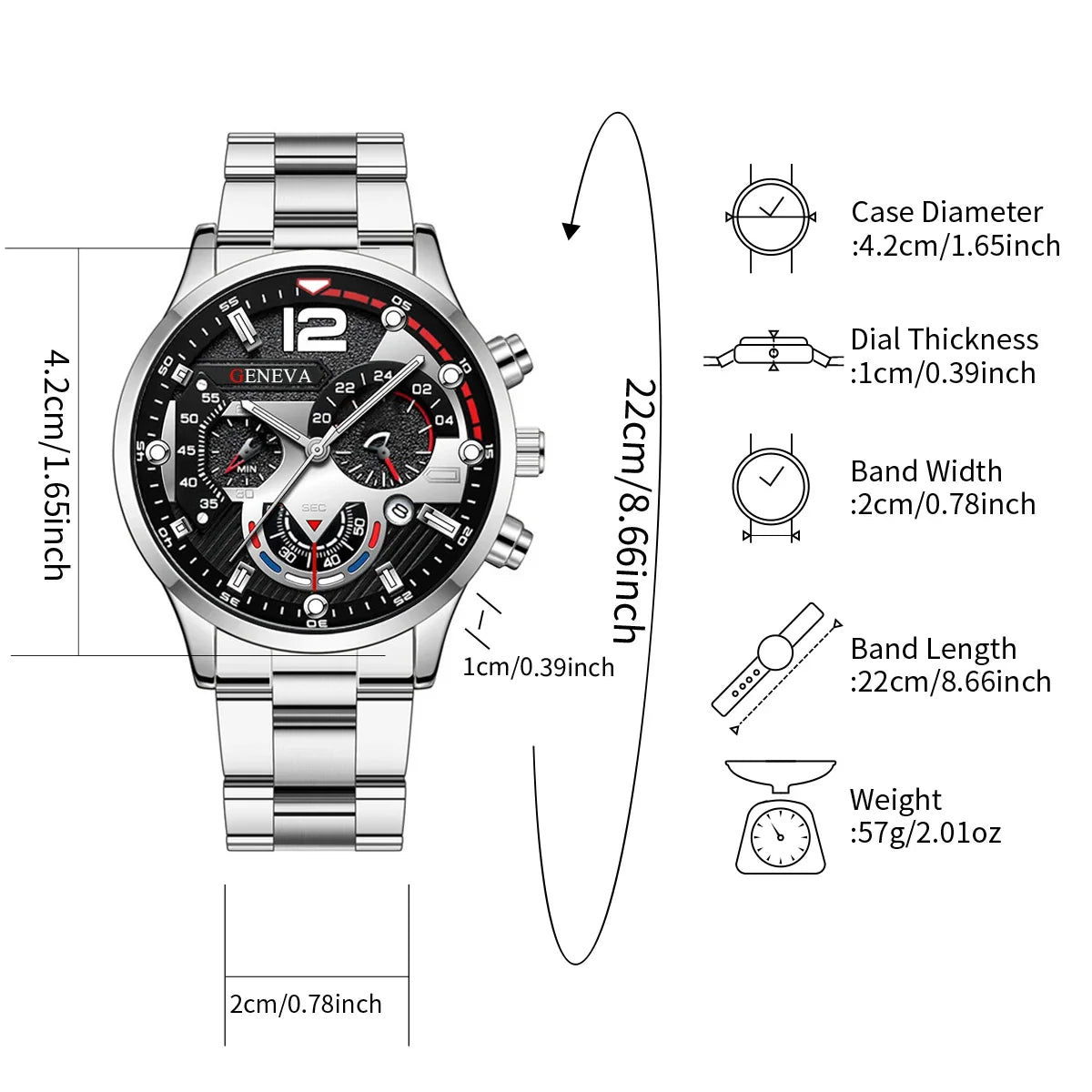 Men's Watch with Steel Band, Bracelet Set (box not included)