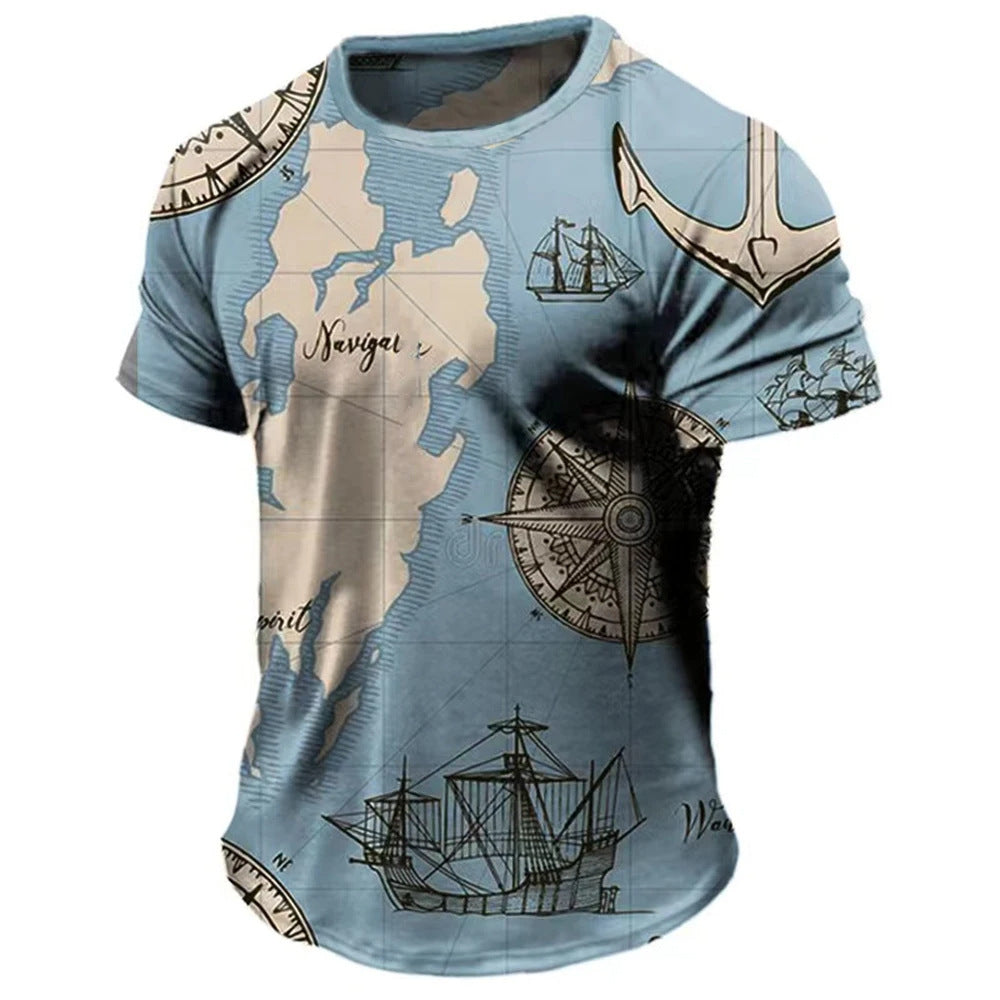 Men's Loose Short Sleeves T-shirt Round Neck