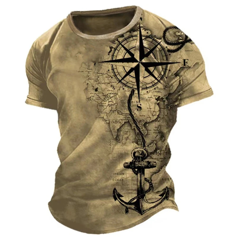 Men's Loose Short Sleeves T-shirt Round Neck